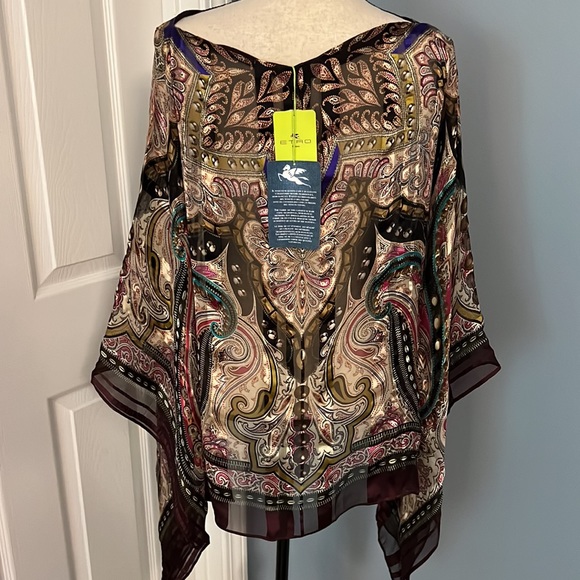 Etro Milano 100% Italian Silk Tunic Blouse - Picture 5 of 10